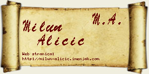 Milun Aličić vizit kartica